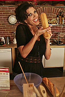 Even in housewife mode, Shay can't resist getting her hands on a big loaf